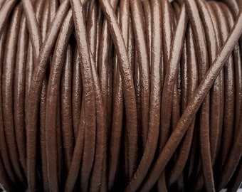 2mm Round Leather Cord, Dark Brown, 2mm Dark Brown #58 Special Price 25 Meter Spool