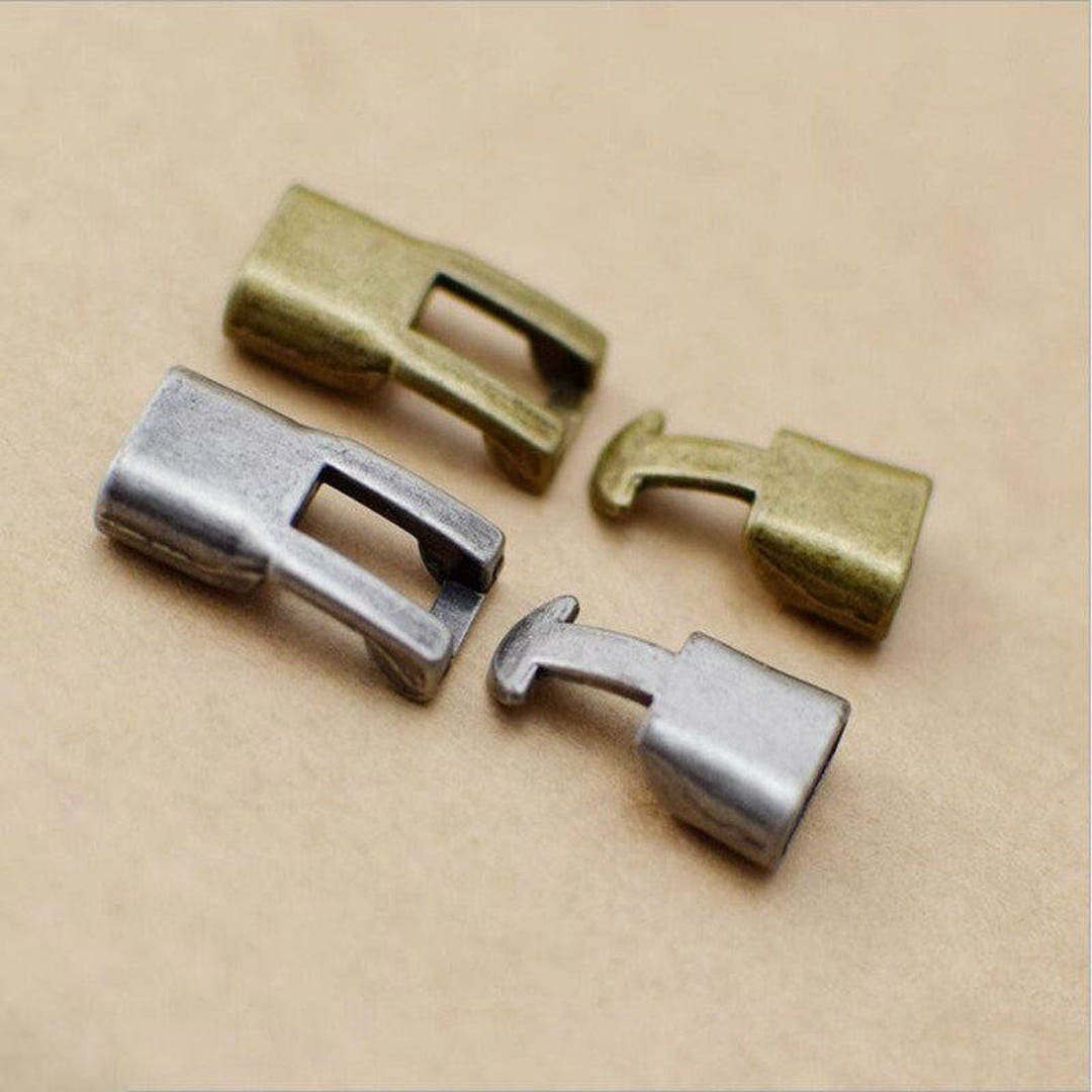 Two Sets of Interlocking Clasps in Antique Silver or Bronze Tone, 10 Mm