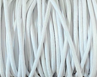 1.5mm Round Leather Cord, White, 1.5mm White Leather Cord, LCR15 - White #101