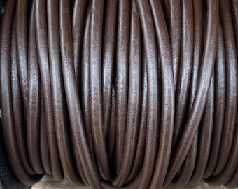 4mm Coffee Brown Round Leather Cord, Premium 4mm Round Leather Cord  LCR4 - Coffee Brown #5