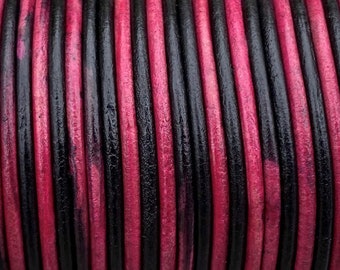 1.5mm Round Leather Cord - Artistic Pink - 1.5mm Premium Round Leather Cord LCR1.5 - Artistic Pink #44