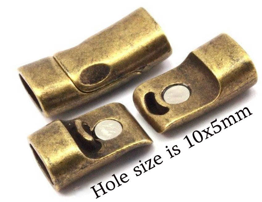 Antique Brass Clasp For Leather Cord Hole Size 10 x 5mm Clasp