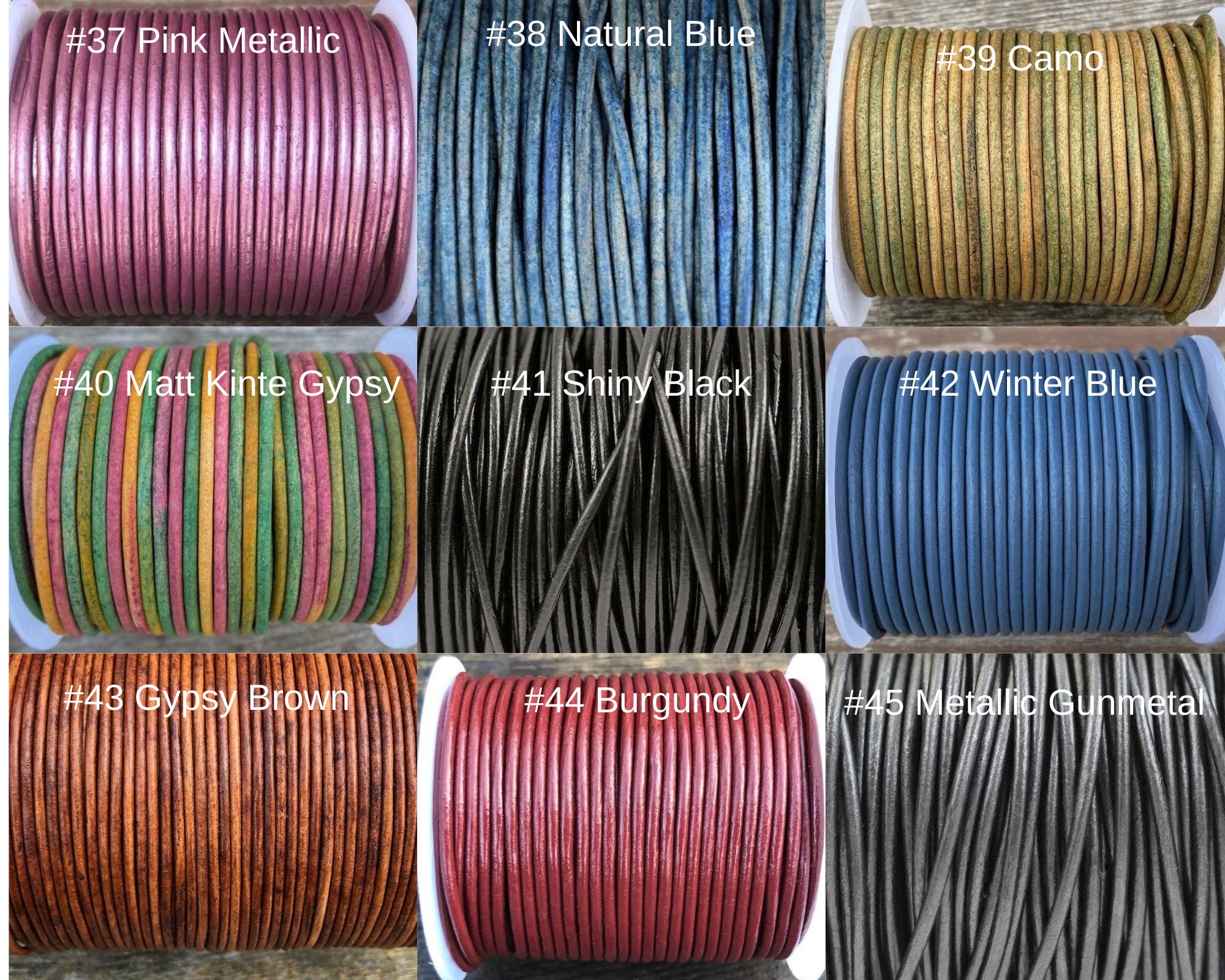 2mm Leather Cord Lead Free Round Natural Regular Metallic Distressed
