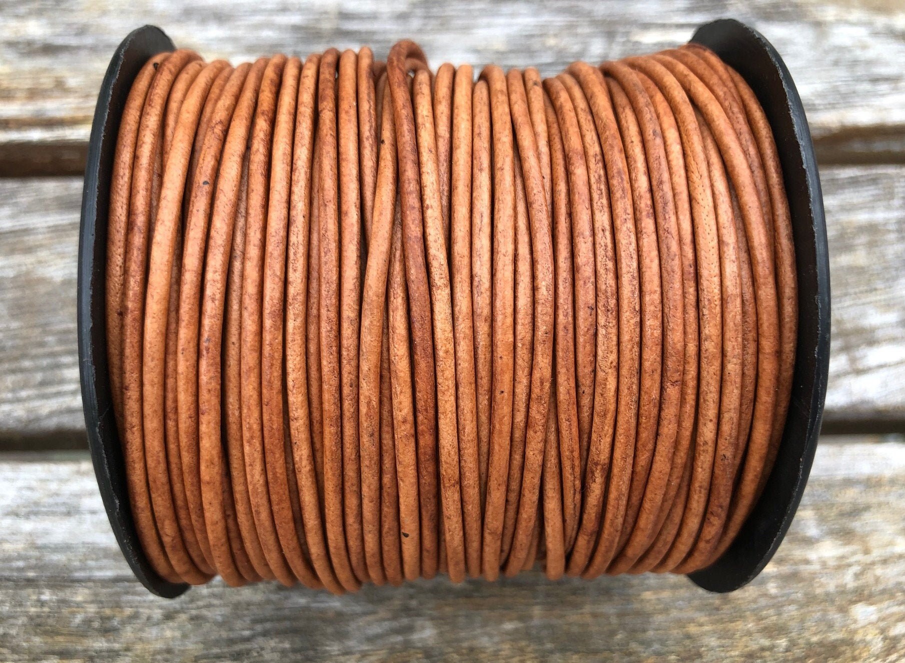2mm Natural Light Brown Round Leather Cord, Premium European 2mm Round