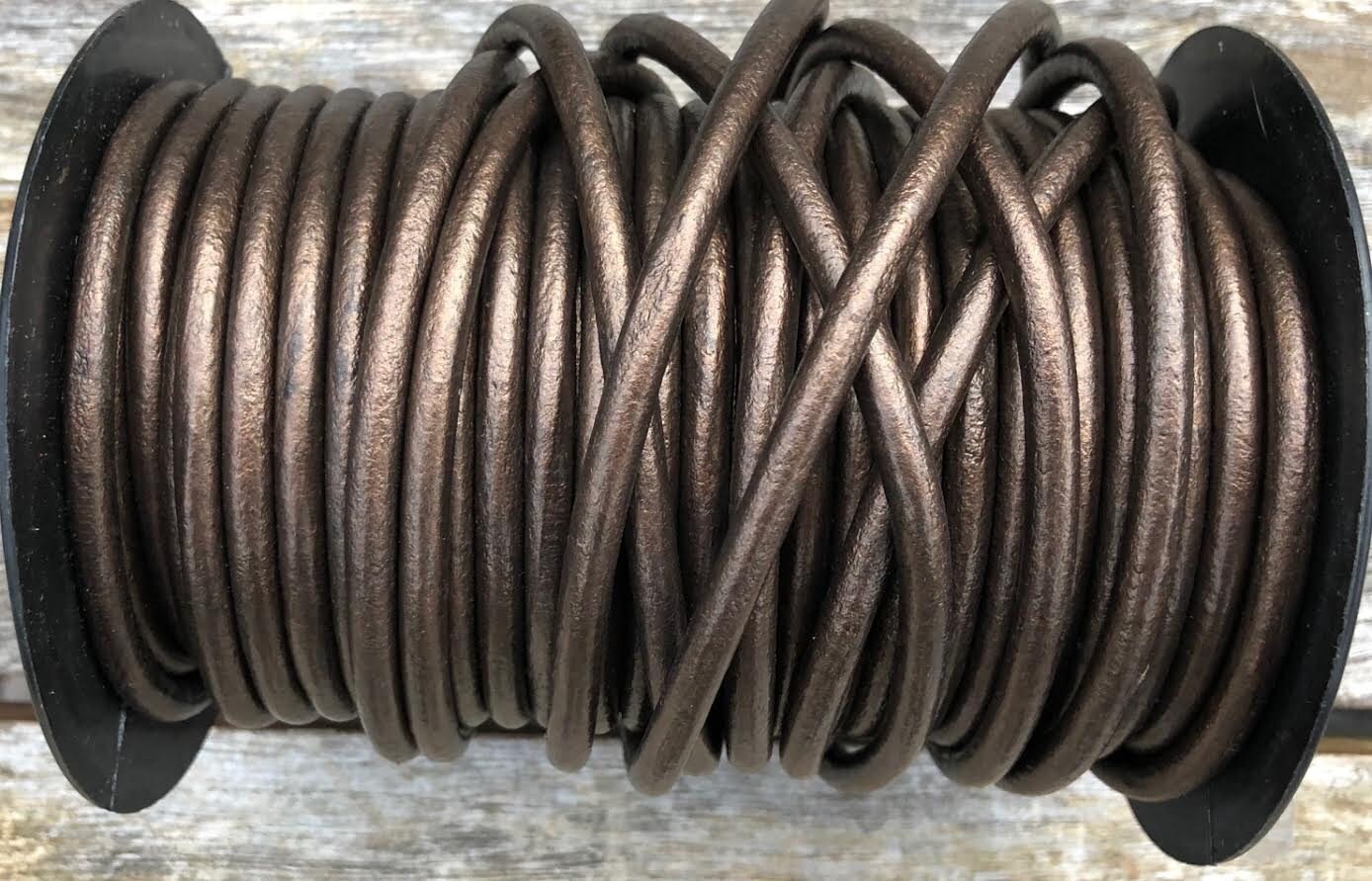 5mm Brown Metallic Round Leather Cord Premium Quality 5mm Round Leather
