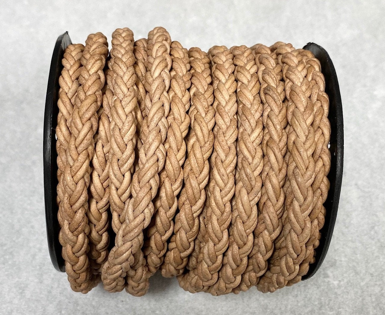 8mm Natural Round Braided Bolo Leather Cord Natural Dye 8mm Wide