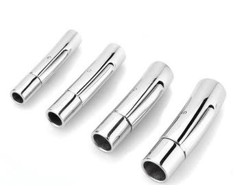 5 Piece Stainless Steel Locking Clasp Bayonet Style Leather Cord Clasp Snap-In Stainless Steel Clasp Your Choice 2mm to 6mm MC-13 5 Pieces