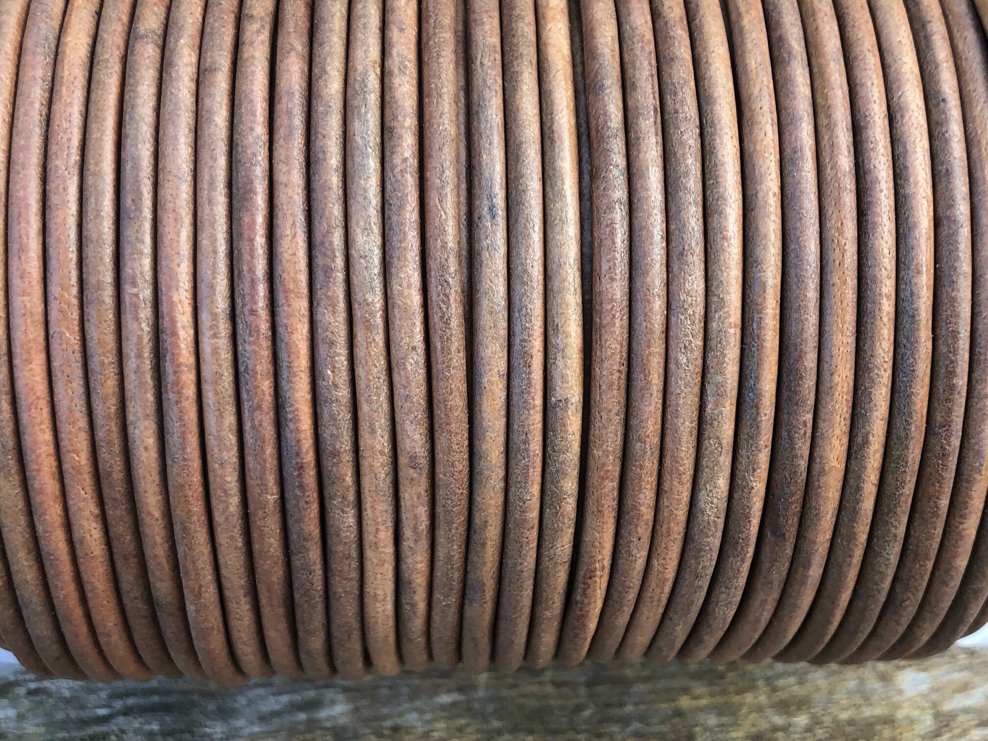 3mm Round Leather Cord - Antique Oak - Premium Indian Leather Cord - By