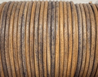2mm Natural Antique Gray Leather Cord 2mm Premium Leather, LCR2 - 2mm Antique Gray #38