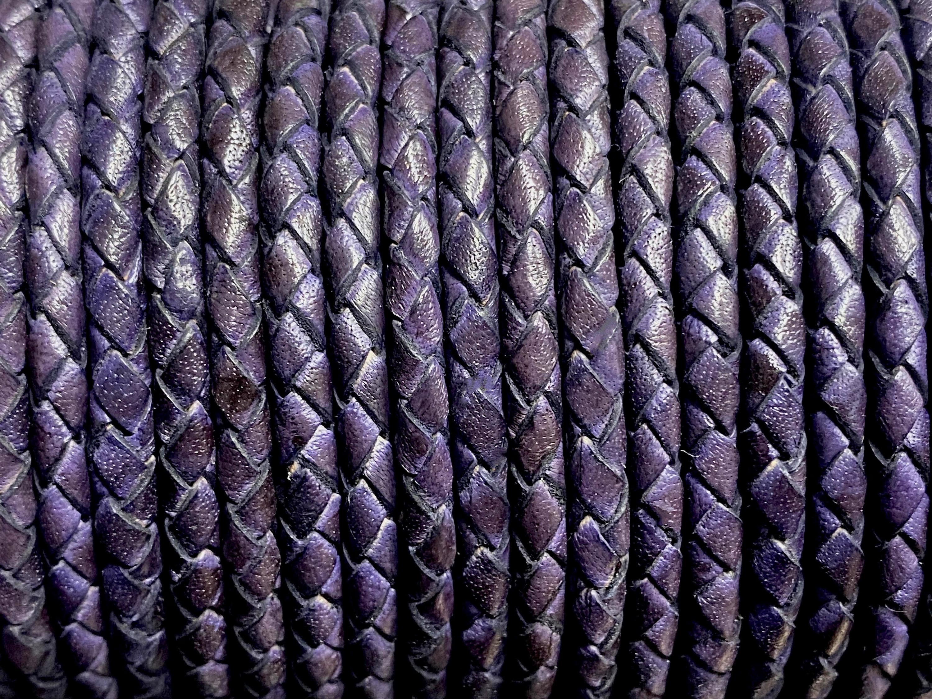 4mm Premium Bolo Braided Leather - Deep Violet - Bolo Braided