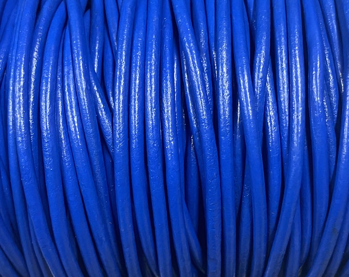 3mm Ultra Blue Round Leather Cord, Premium Leather 3mm Leather Cord,  By The Yard LCR3 - Ultra Blue #70