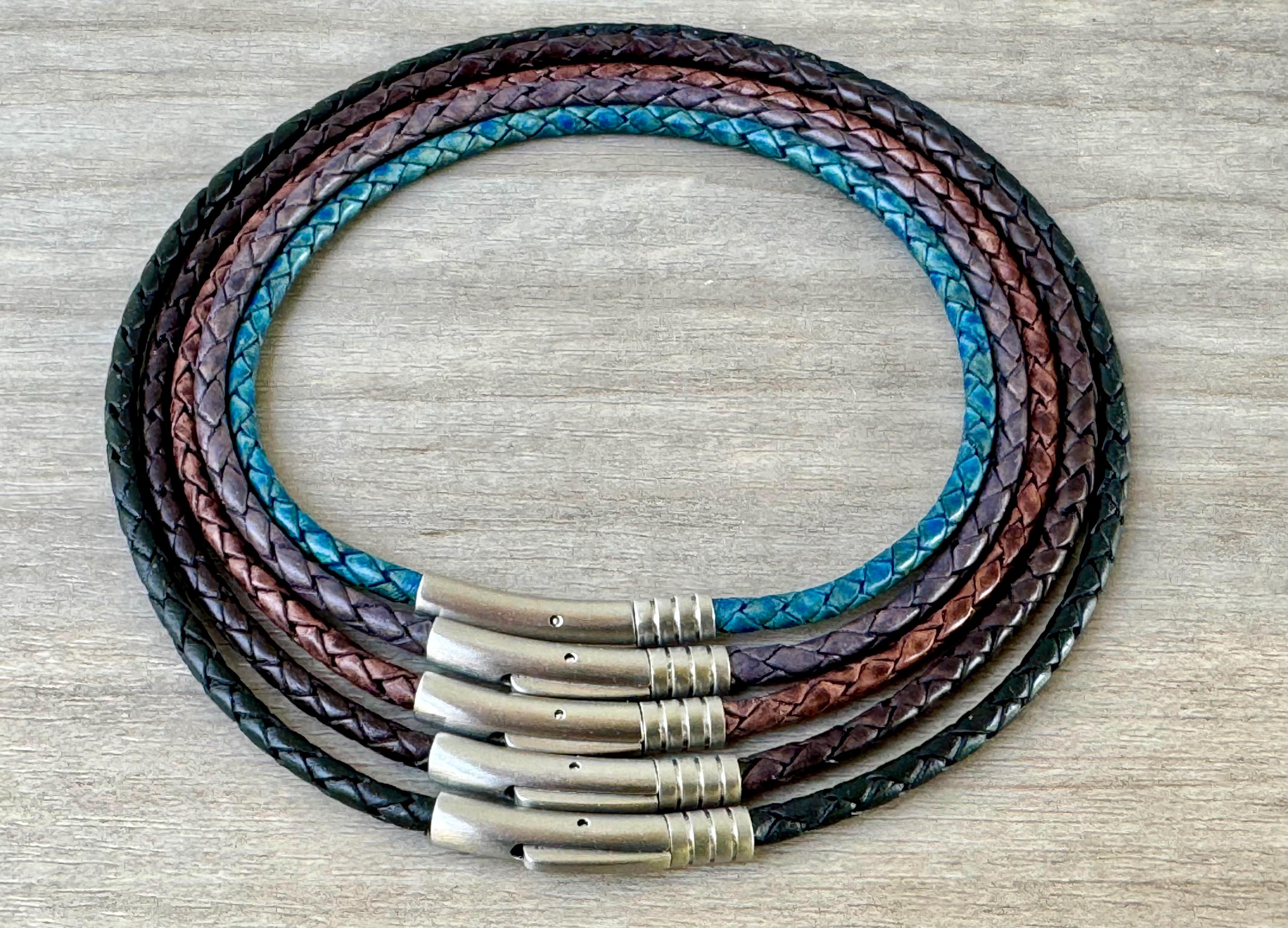 4mm Braided Leather Necklace Premium European Leather Cord Necklace Stainless Steel Clasp Braided Leather Necklace FREE SHIPPING