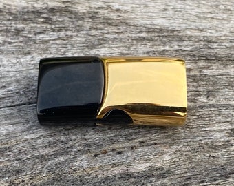 10mmx5mm Clasp, Stainless Steel Slide Lock Clasp, Black and Gold Stainless Steel, 10x5mm Hole Size  Clasp MC-111