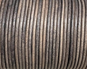 1mm Leather Cord - Natural Gray Brown - Premium European Leather Cord - LCR1 -200  #8 Natural Gray Brown