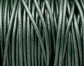 2mm Metallic Dark Green Leather Cord 2mm Premium European Soft Leather, LCR2 - 2mm Metallic Dark Green #4