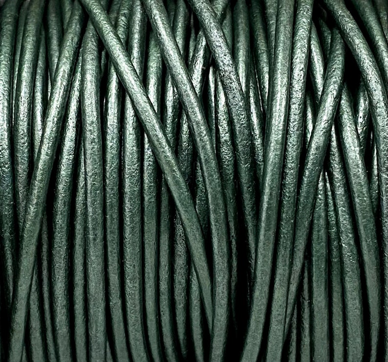 LCR2-2mm Metallic Dark Green #84 2mm Metallic Dark Green Leather Cord 2mm Premium European Soft Leather
