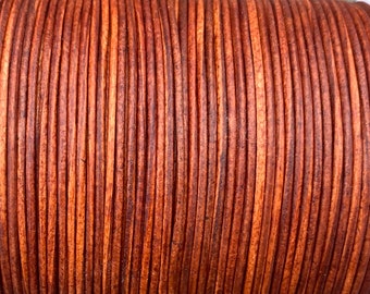 1mm Leather Cord - Distressed Red Brown - Premium European Leather Cord - LCR1 -200 Distressed Red Brown #16
