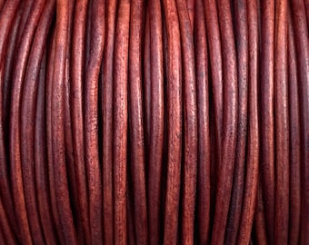 1.5mm Round Leather Cord - Brick Red- 1.5mm Round Leather Cord LCR1.5 - 1.5mm Brick Red #16