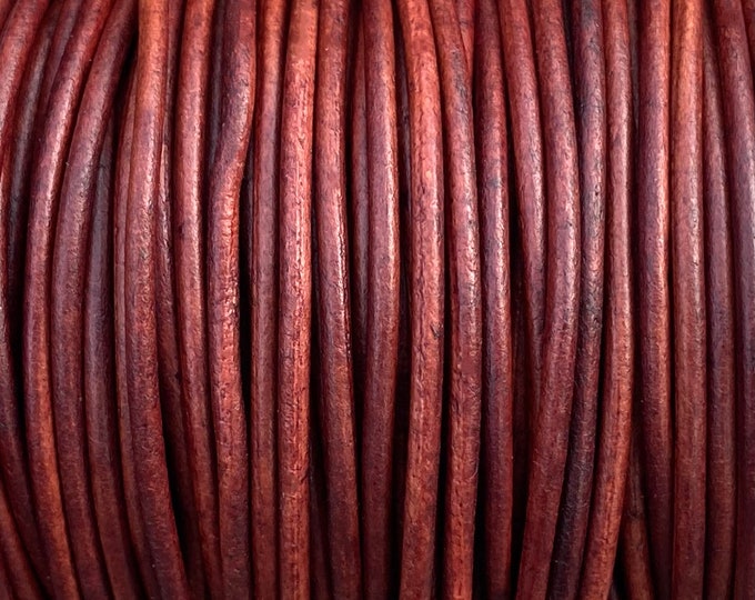 1.5mm Round Leather Cord - Brick Red- 1.5mm Round Leather Cord LCR1.5 - 1.5mm Brick Red #16