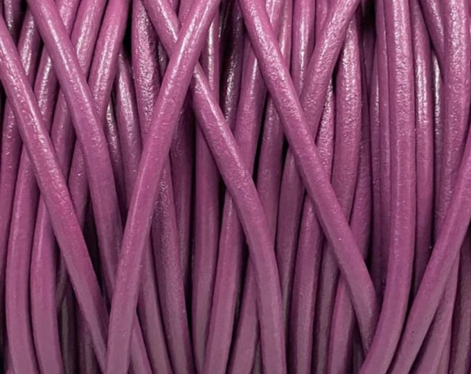 1.5mm Magenta Round Leather Cord, Premium Quality European Leather Cord By The Yard LCR1.5 - Magenta #21 SPECIAL PRICE