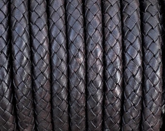 8mm Leather Braided Cord, 8MM Rustic Brown Bolo Leather, Excellent Quality Cotton Core One Yard, 8mm Rustic Brown