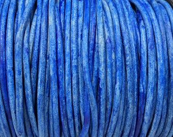 3mm Round Leather Cord, Vintage Azure,  Premium European Leather Cord By The Yard - Vintage Azure #8