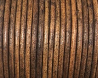 1.5mm Round Leather Cord - Hickory Summer - 1.5mm Premium Round Leather Cord LCR1.5 - 1.5mm Hickory Summer #43