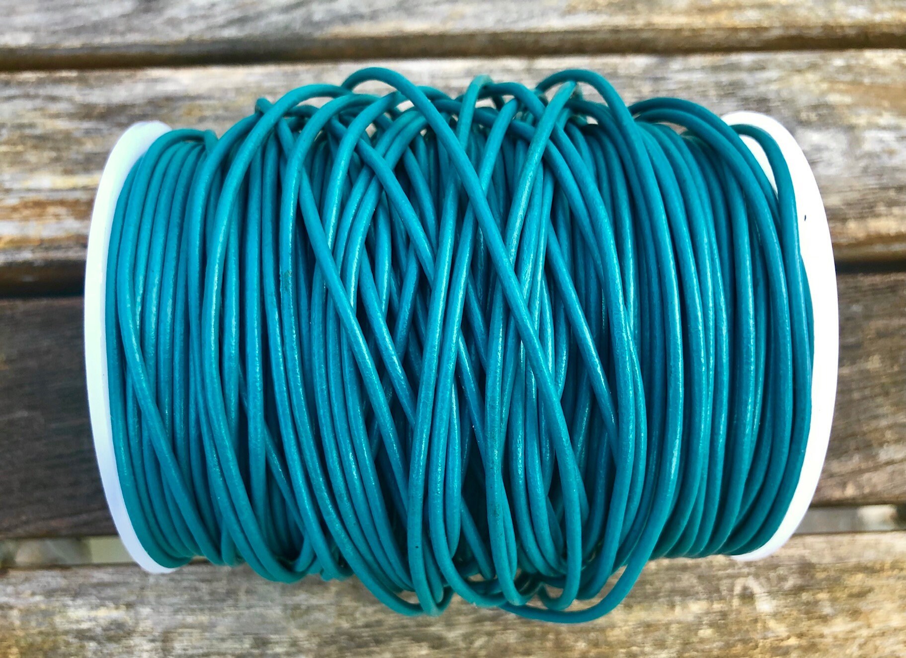 1.5mm Round Leather Cord Teal Blue Premium Indian Leather Cord By