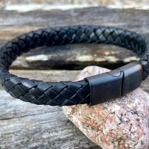 Mens Leather Bracelet, Flat Braided Leather Bracelet,  Mens Jewelry, Mens Gift, Women&#39;s Bracelet Gift Under 20 CS-101