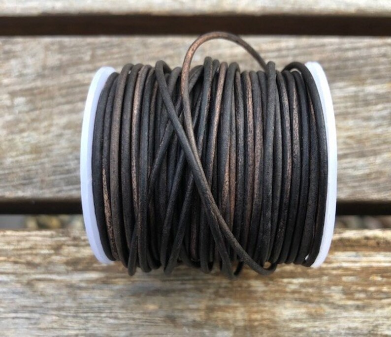 Chocolate Genuine Leather Cord by The Yard Round 1.5mm