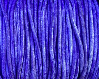 3mm Round Leather Cord, Lila Vintage Purple, Premium 3mm Leather Cord, Blue Purple, By The Yard LCR3 - Lila Vintage #72