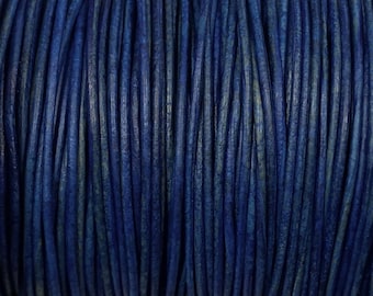 1mm Leather Cord - Distressed Blue - Premium European Leather Cord - LCR1 -200 Distressed Blue #34