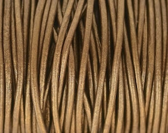 1mm Round Leather Cord, Premium Metallic Kansa, By The Yard Genuine Indian Leather  - LCR1 - Metallic Kansa #14
