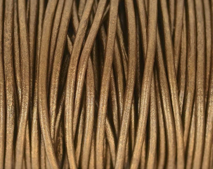 1mm Round Leather Cord, Premium Metallic Kansa, By The Yard Genuine Indian Leather  - LCR1 - Metallic Kansa #14