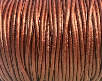 3mm Copper Metallic Leather Round Cord Premium European Leather Cord LCR3 - Copper Metallic #25