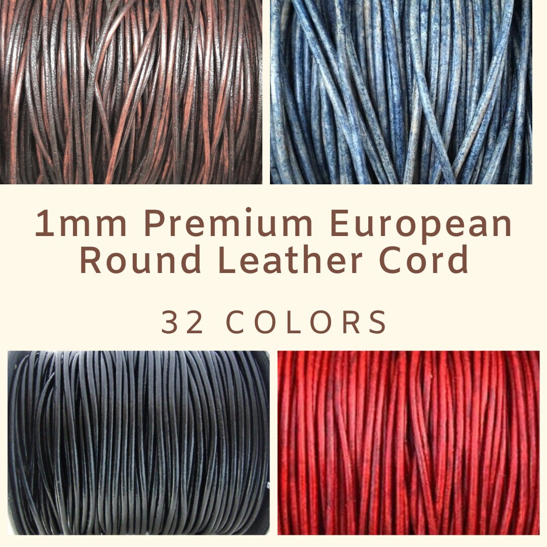 1mm Round Leather Cord 32 Colors Premium European 1mm Leather Cord LCR1