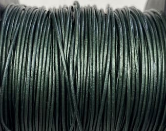 1mm Leather Cord - Metallic Dark Green - Premium European Leather Cord - LCR1 -200 Dark Green Metallic #33