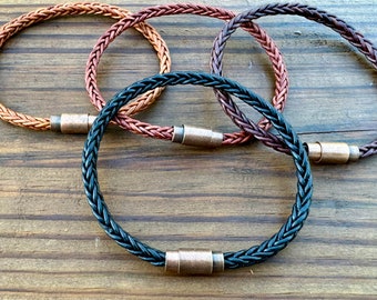 4mm 8 Ply Premium European Square Braided Bracelet With Antique Bronze Clasp, This Leather Made Exclusively For Bracelet Street USA MC-45