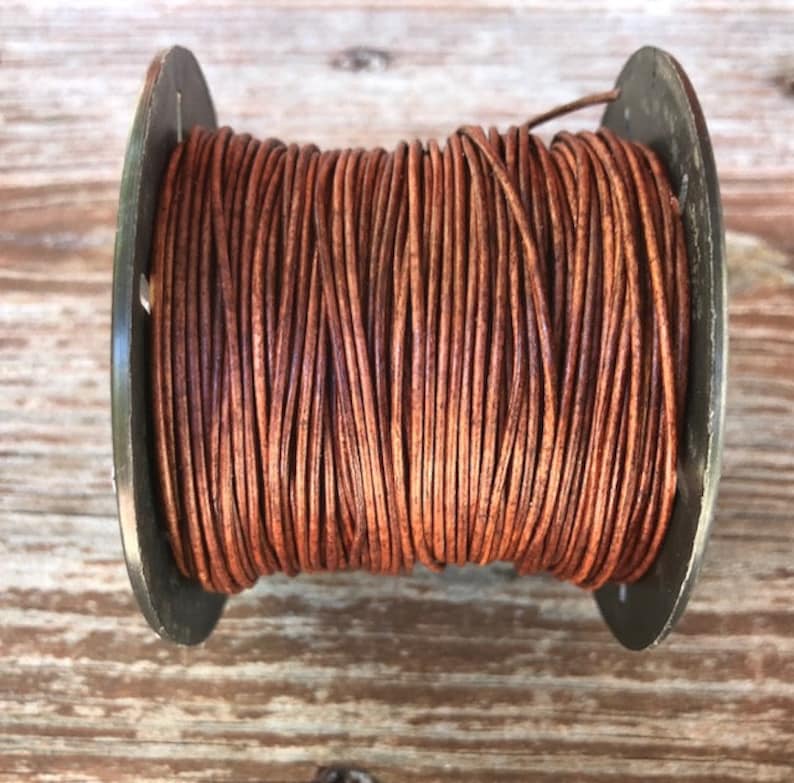 1mm Round Leather Cord Natural Distressed Brown 1mm | Etsy