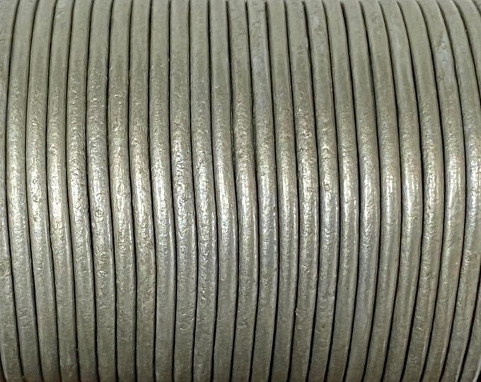 1.5mm Round Leather Cord Metallic Gray Premium Round Leather Cord LCR1.5 - Metallic Gray #11
