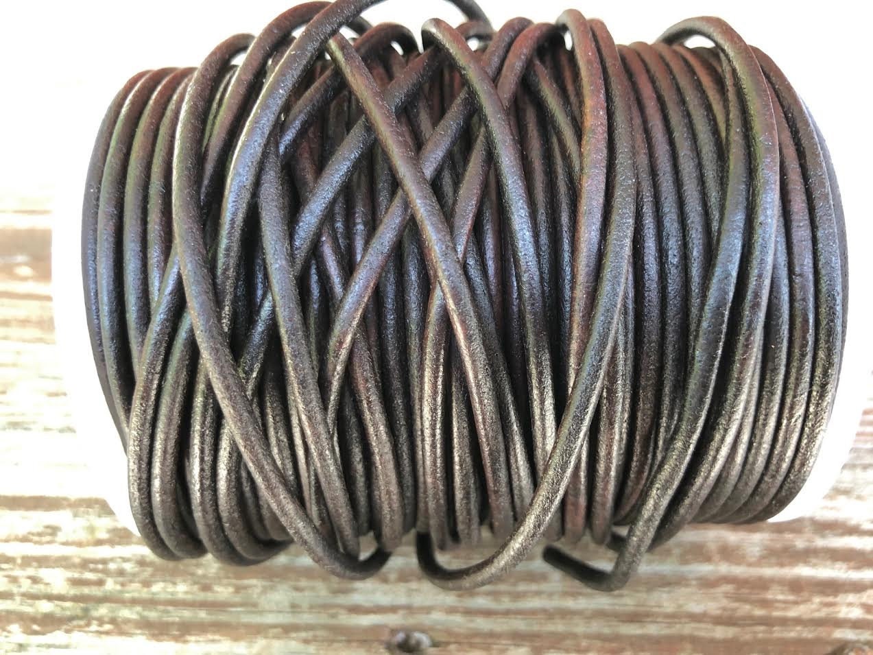 3mm Round Leather Cord - Dark Brown - 3mm Premium Dark Brown Round