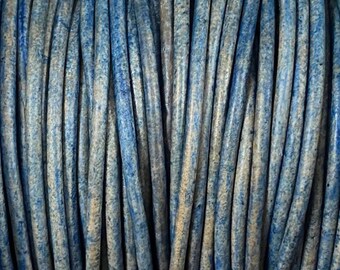 1.5mm Natural Blue Round Leather Cord, Premium European Leather Cord - LCR1.5 - Natural Blue #78