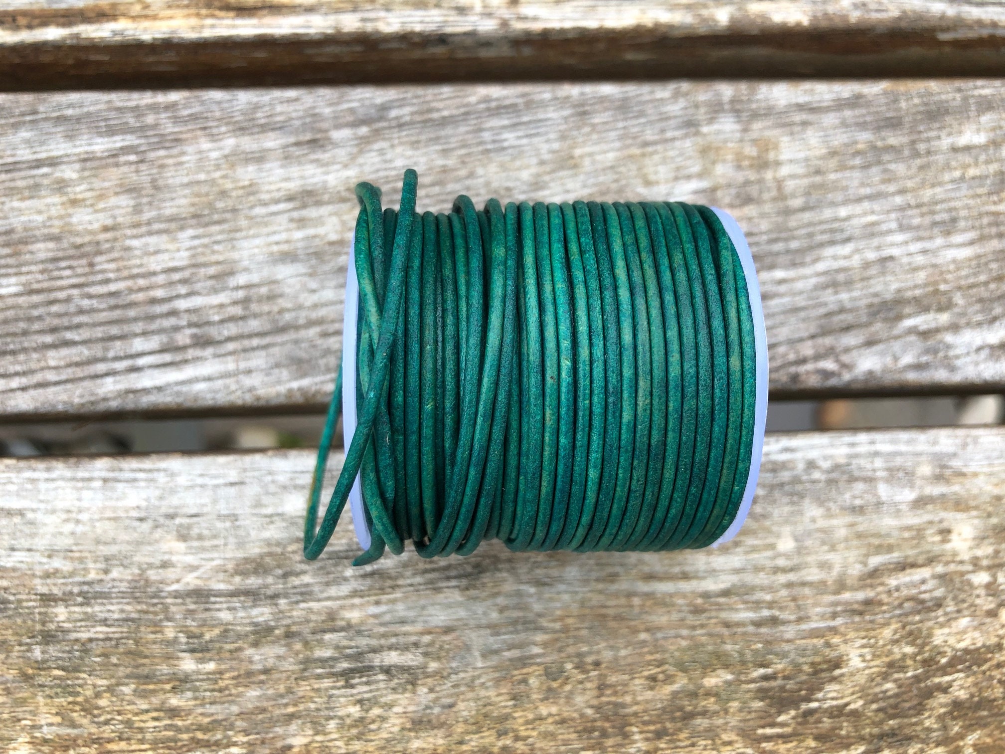 1.5mm Round Leather Cord - Distressed Teal - 1.5mm Premium Round