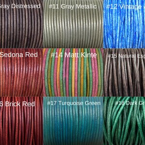 1.5mm Leather Cord - Lead Free Round Leather, Natural, Regular, Metallic, Distressed, Leather By The Yard - 1.5mm Round Leather Cord LCR1.5 image 3