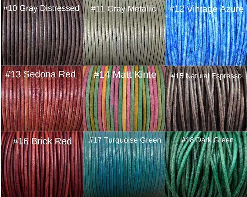 1.5mm Leather Cord - Lead Free Round Leather, Natural, Regular, Metallic, Distressed, Leather By The Yard - 1.5mm Round Leather Cord LCR1.5 image 3