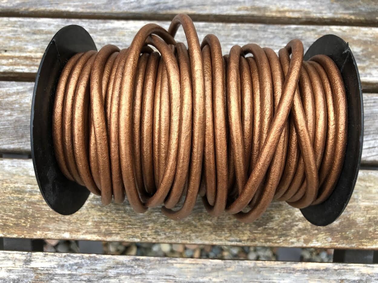 6.5mm Bronze Metallic Round Leather Cord, BOGO SALE, Premium Quality