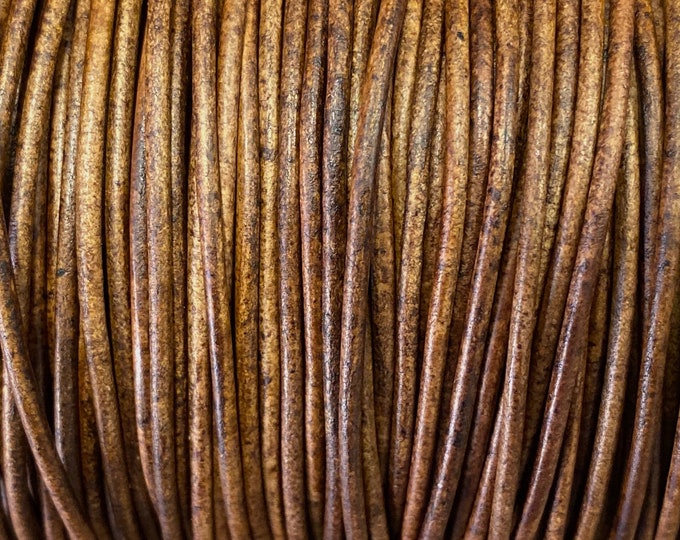 1.5mm Antique Honey Wood Leather Cord 1.5mm Premium European Leather, LCR1.5 - 1.5mm Antique Honey Wood #47P