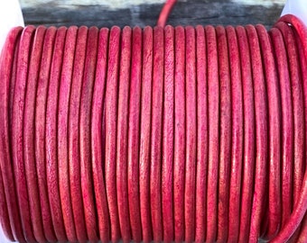 1.5mm Round Leather Cord, Pink Fuchsia, By The Yard Genuine Indian Leather  - LCR1.5 - Pink Fuchsia #40