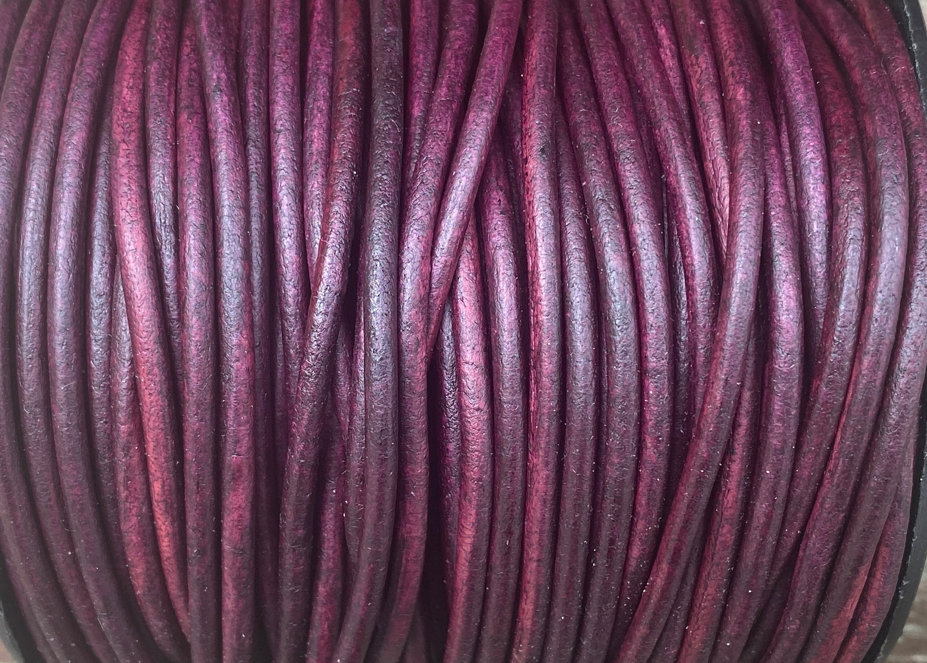 3mm Natural Violet Round Leather Cord, Premium Quality European Leather Cord By The Yard LCR3