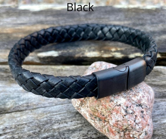 Mens flat 2024 leather bracelet